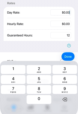 Typing a day rate, digits filling in from the right